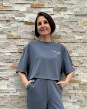 Cropped Scuba T-Shirt in Graphit