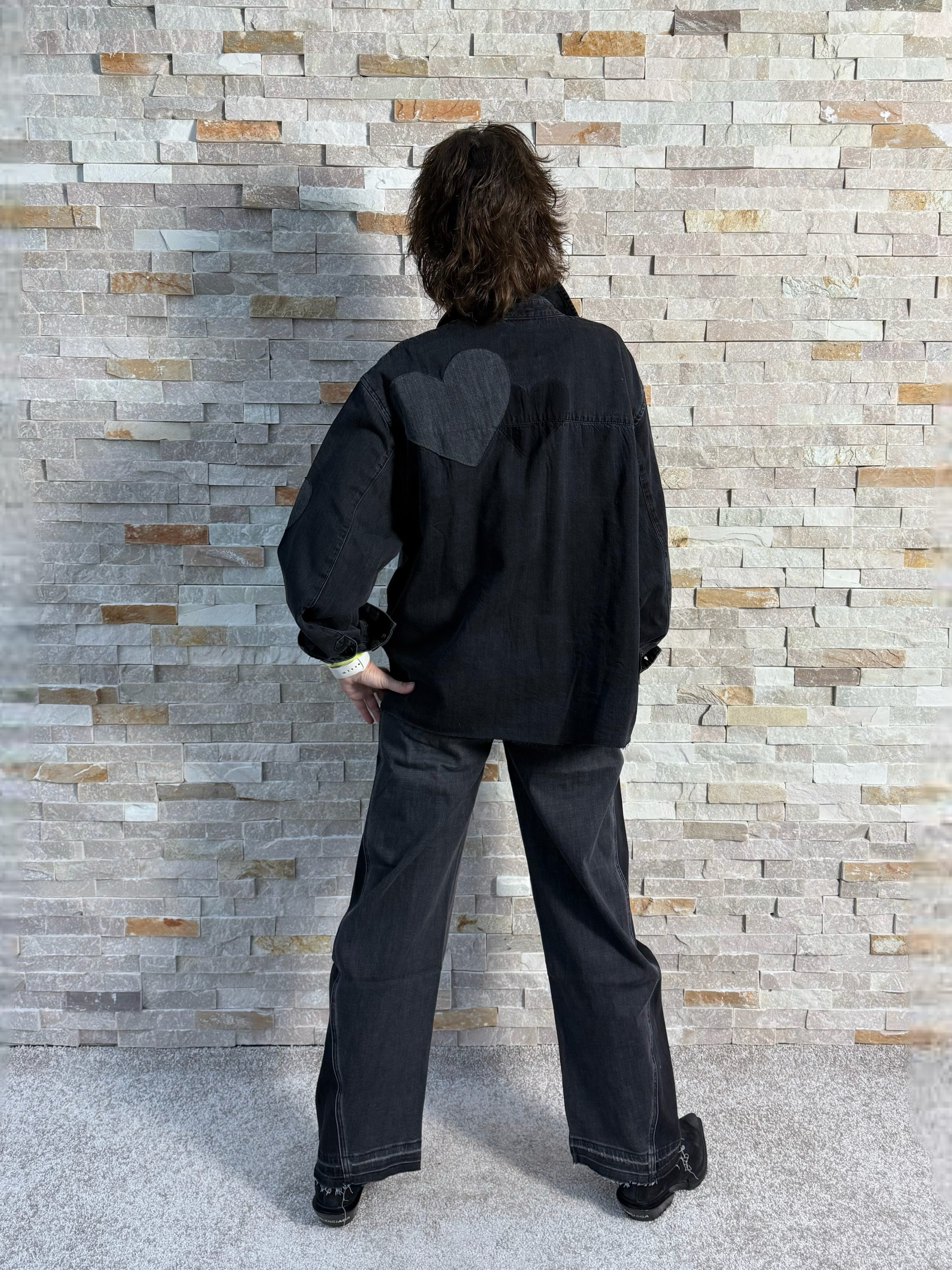 Barrel Jeans NORALIE Contrast with Raw Hem Grey-Black
