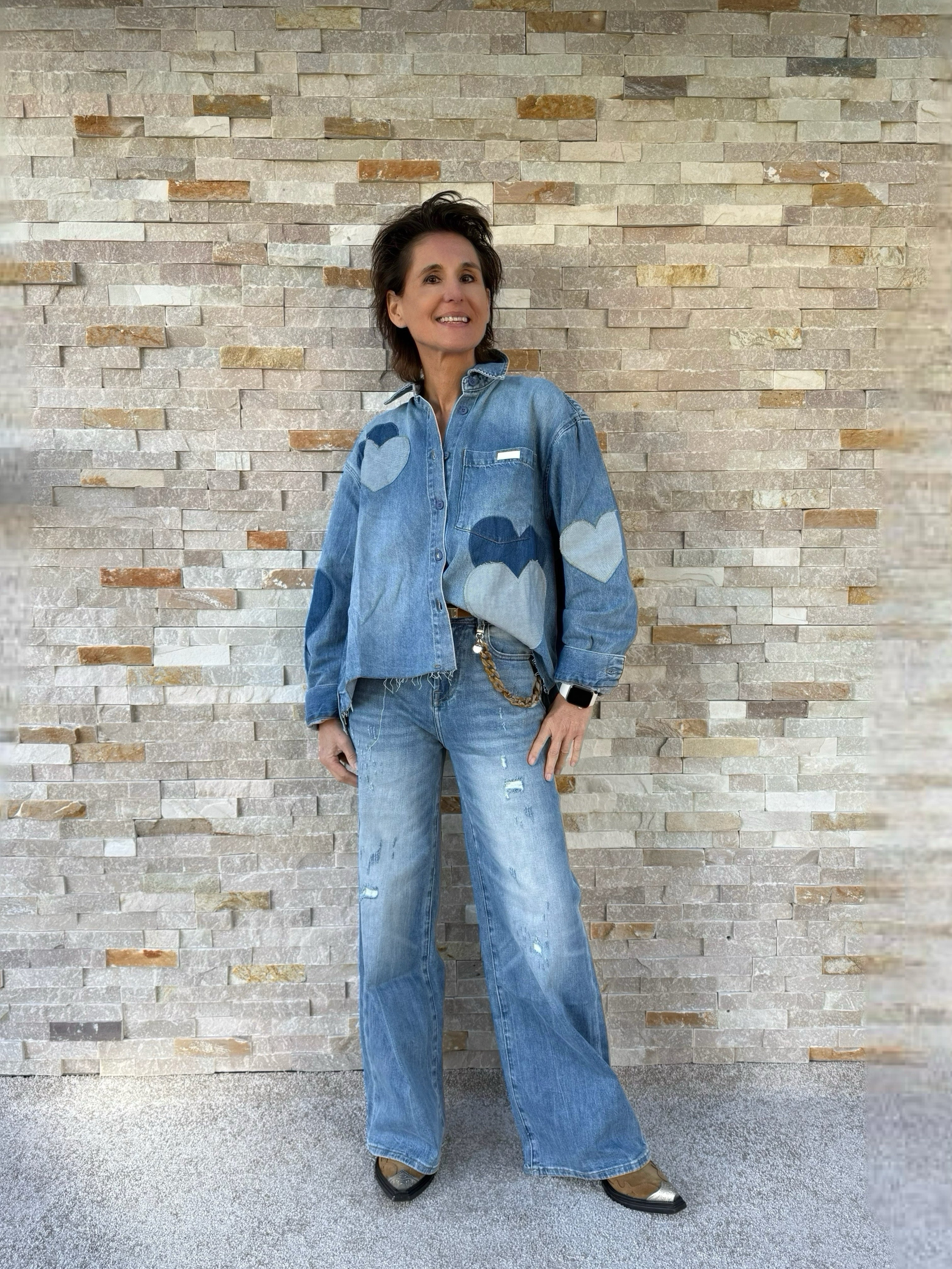 Jeans KALEA mit extra weitem Bein in Middle Blue