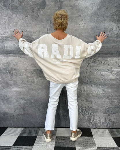 Oversized Sweatshirt SKY Paradise Rückendruck Dirty White