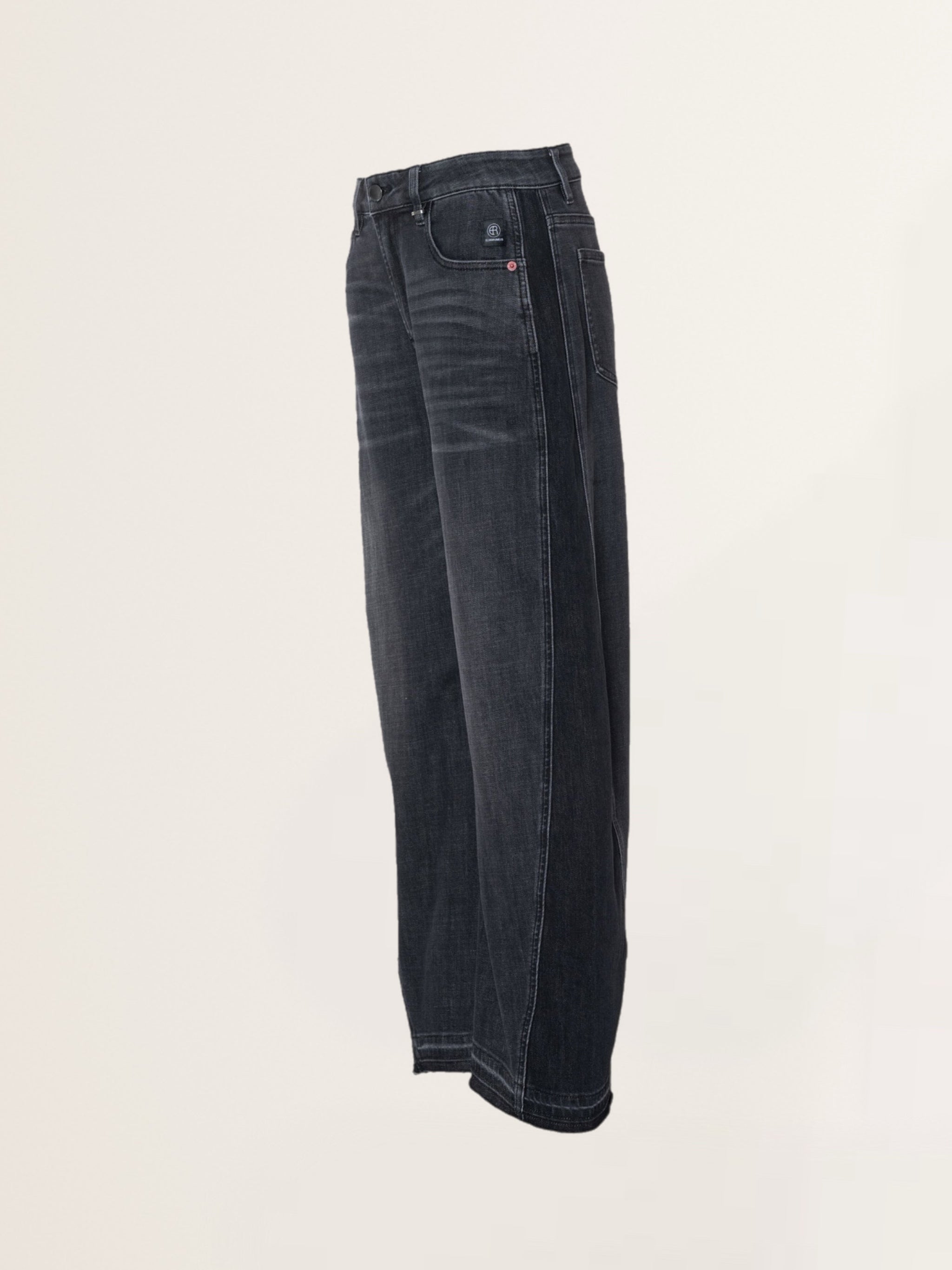 Barrel Jeans NORALIE Contrast with Raw Hem Grey-Black