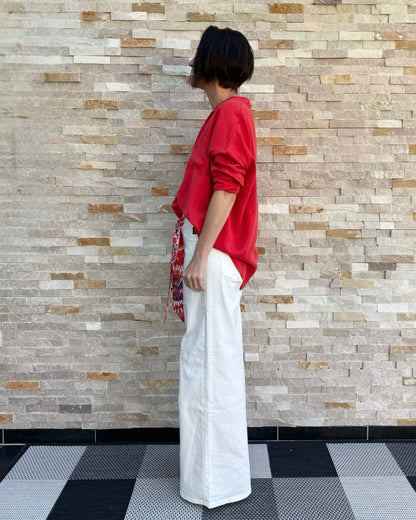Lange Tunika Bluse aus Lyocell in Red