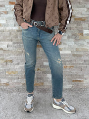 Leona Jeans relaxed Fit in naxos blue / dirty blue