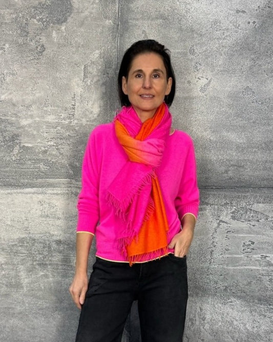 Cashmere Schal Farbverlauf Pink mit Orange