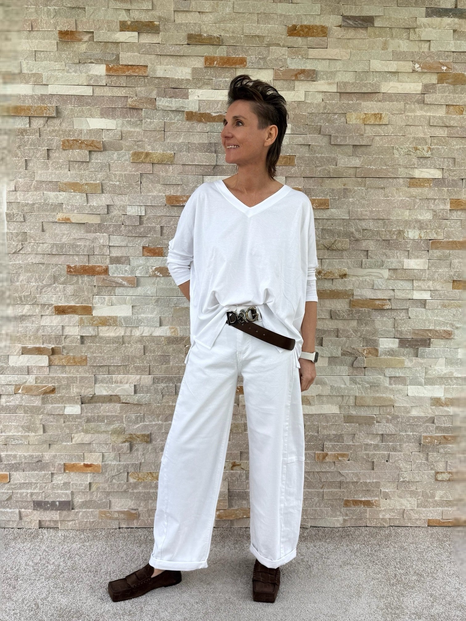 Barrel Jeans O-Shape in Weiß