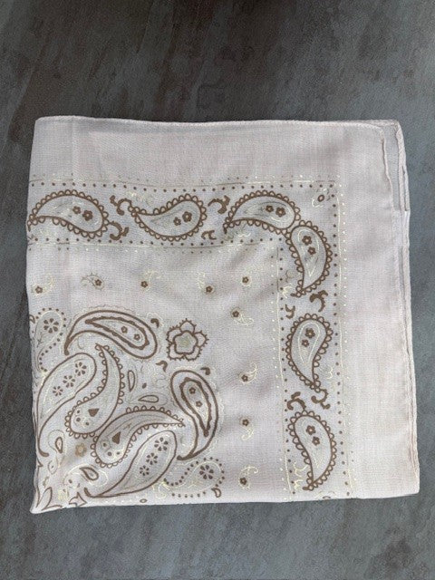 Nickituch Paisley in Beige mit Hellbraun/Gold