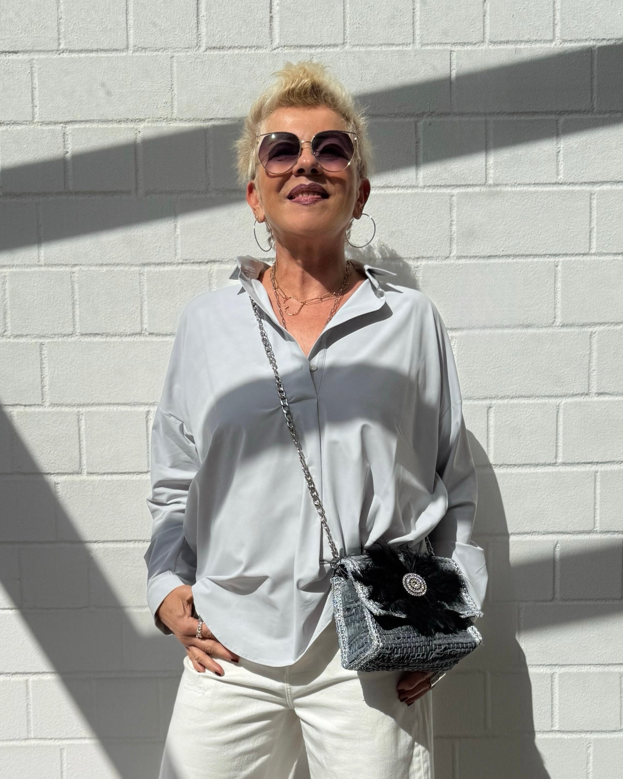 Tunika Bluse MAGDA Reisequalität in Chalk