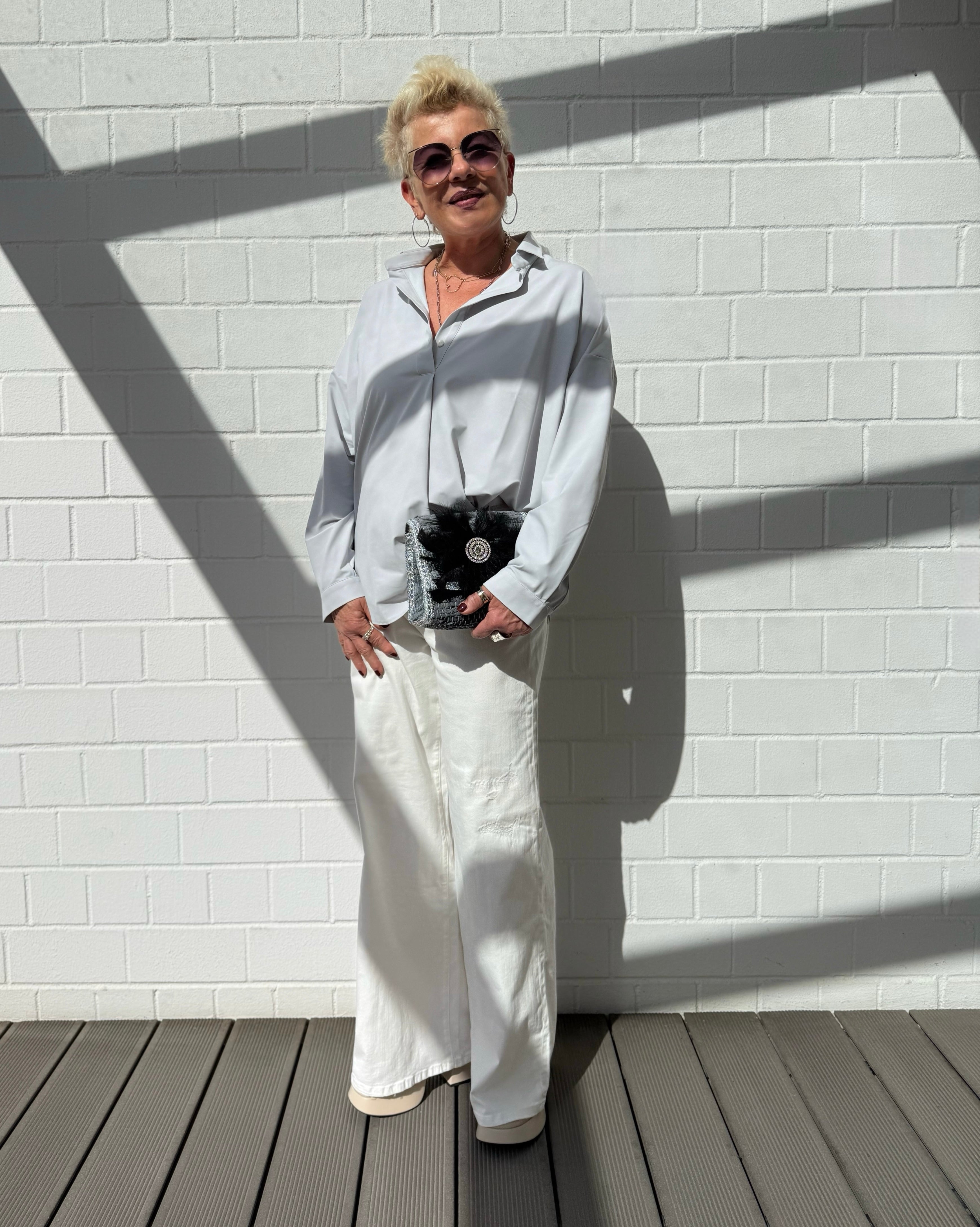 Tunika Bluse MAGDA Reisequalität in Chalk