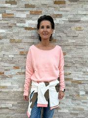 Sweatshirt GARA mit offenen Kanten in Salmon