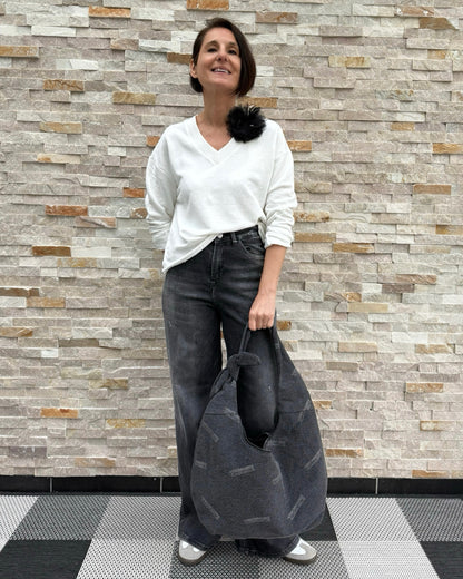 Hobo Bag MILDRED mit ER Logo Demin Black