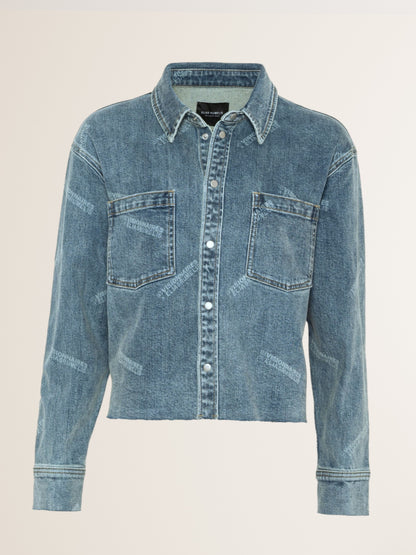 Jeans Hemd-Jacke BETH mit ER Logo in Mittelblau
