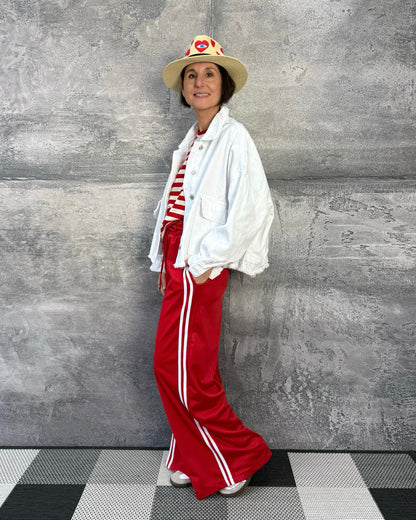 Kurze Jeansjacke Cherry Weiß