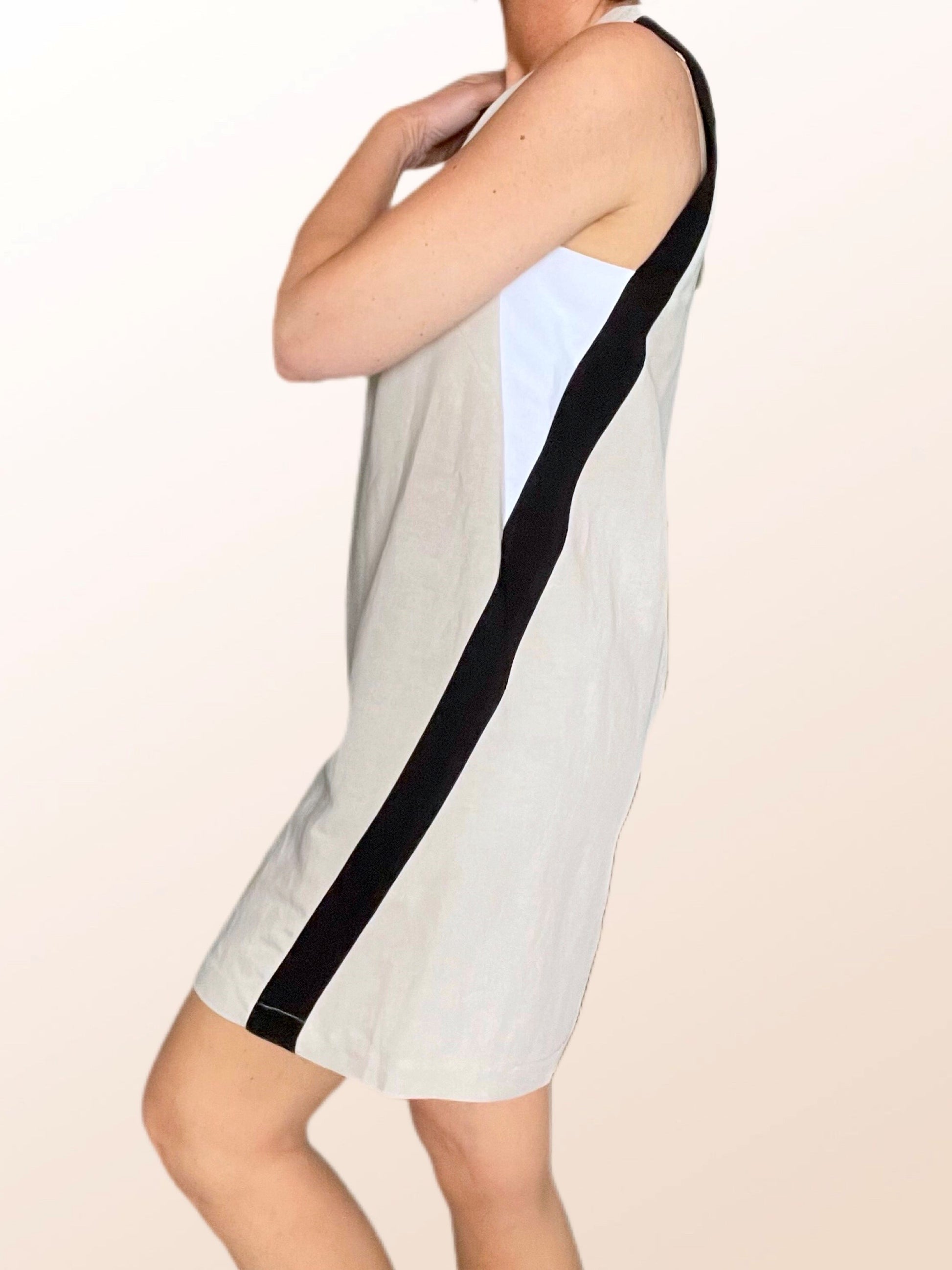 Mini Kleid ohne Arm 3-farbig in Beige