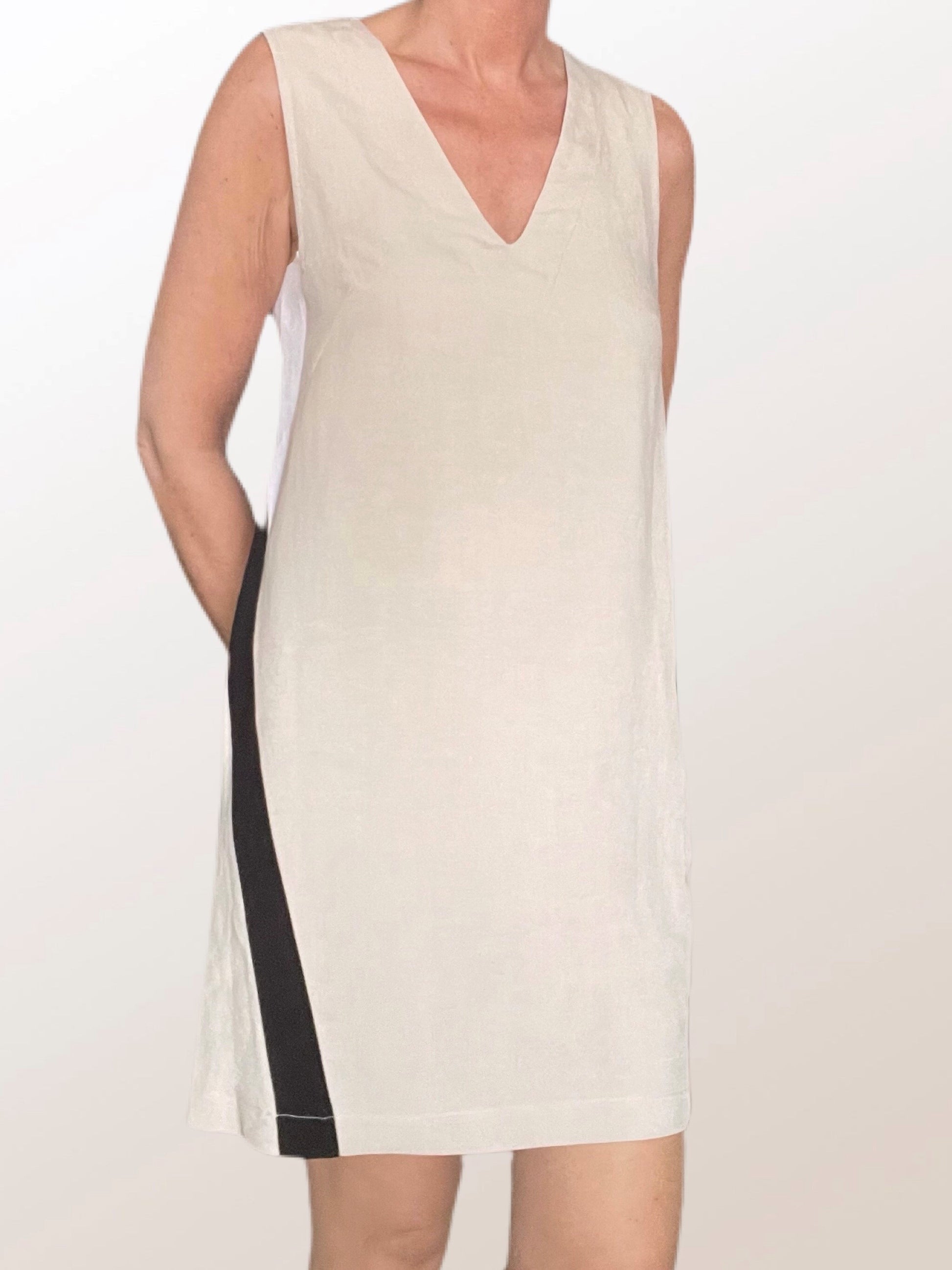 Mini Kleid ohne Arm 3-farbig in Beige