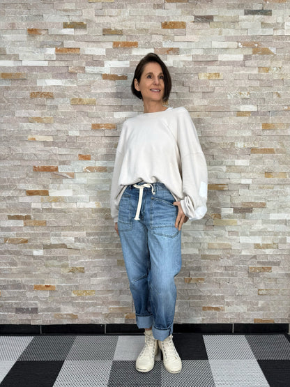 Jeans MADIE loose fit mit Kordel Middle Blue