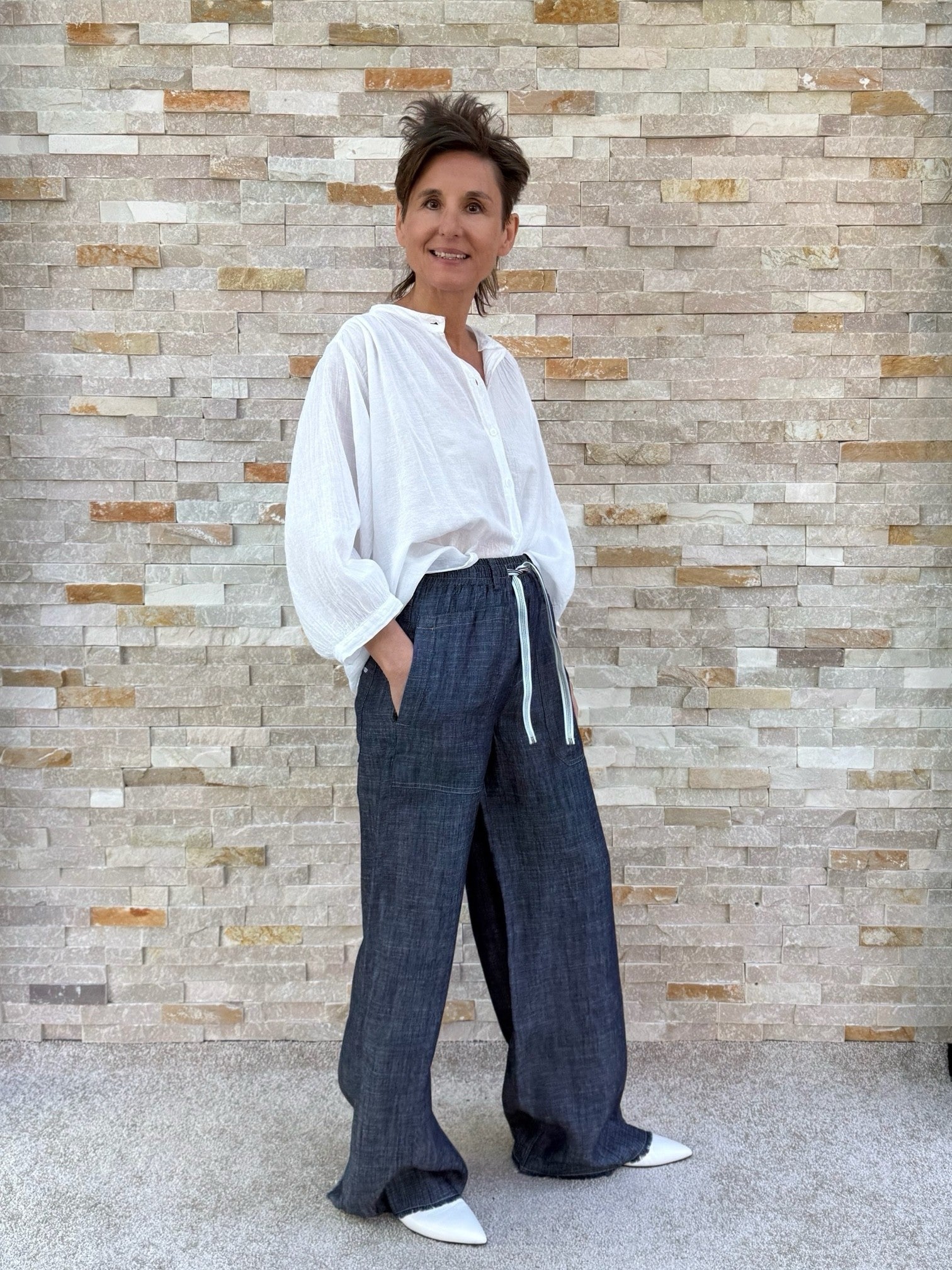 Kastige Bluse aus Baumwolle in Weiß