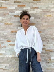 Kastige Bluse aus Baumwolle in Weiß