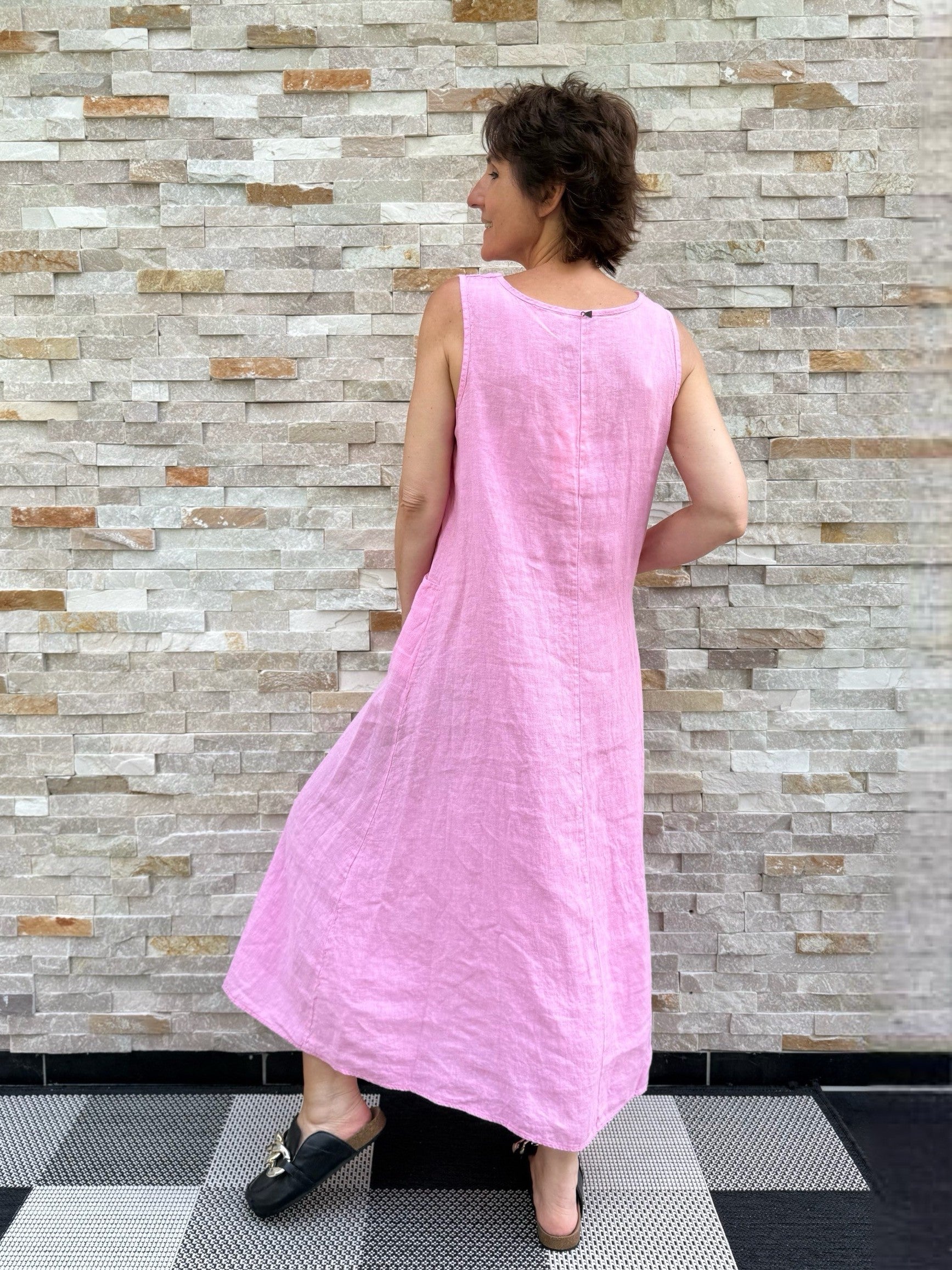 Leinen-Kleid QUIN in einer A-Form Pink