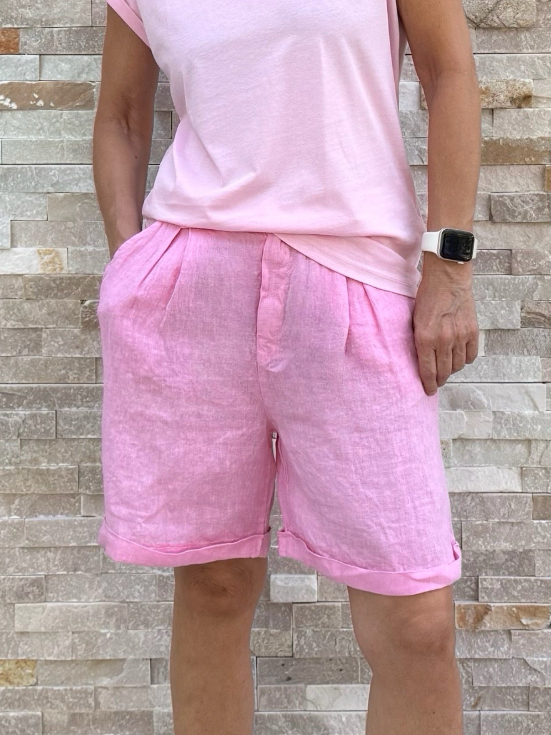 Linen Bermudas OSCAR in pink