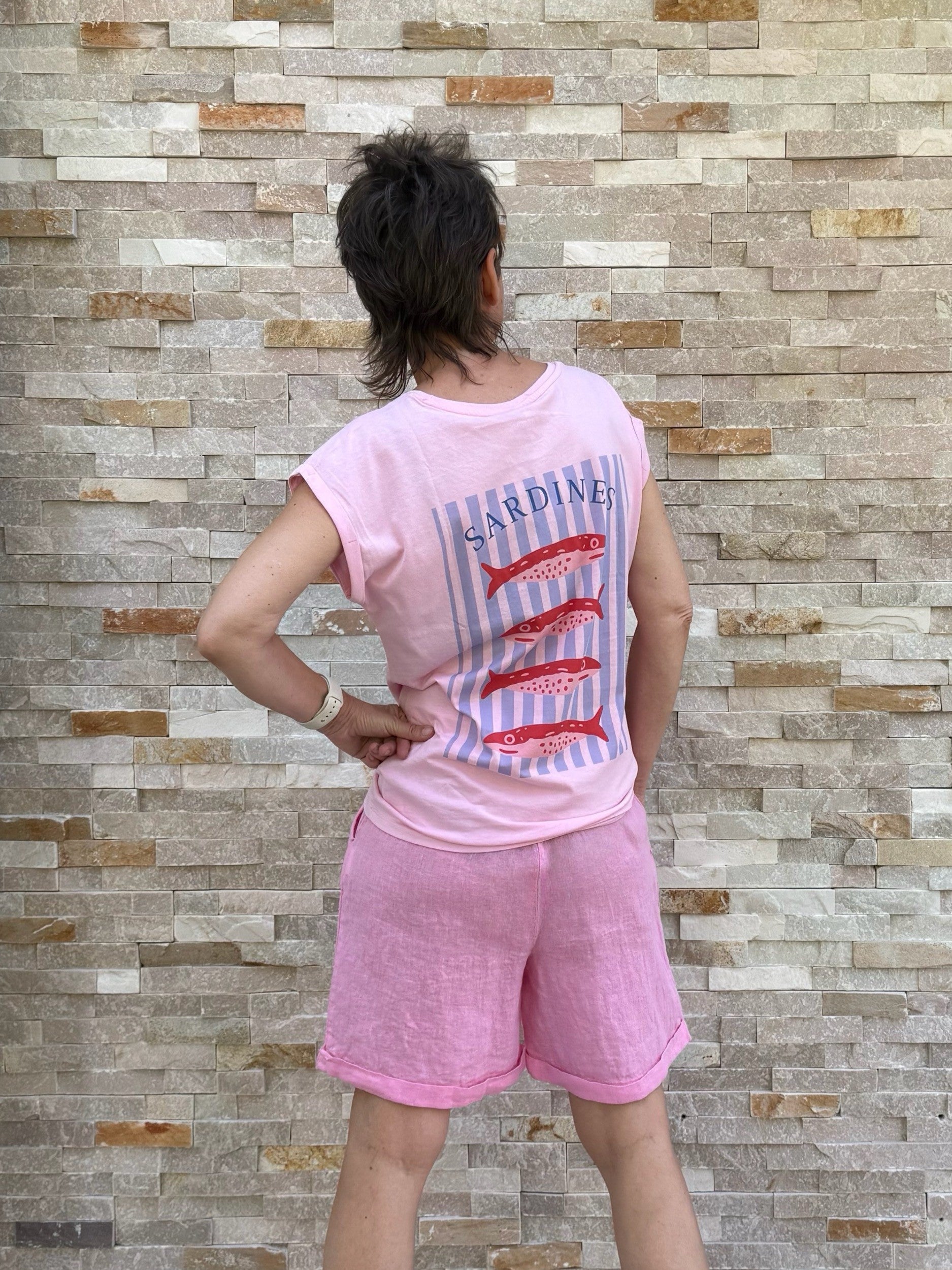 Leinen Bermudas OSCAR in Pink