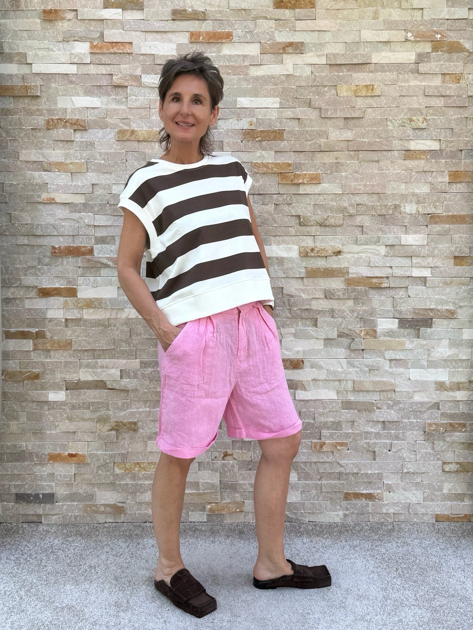 Linen Bermudas OSCAR in pink