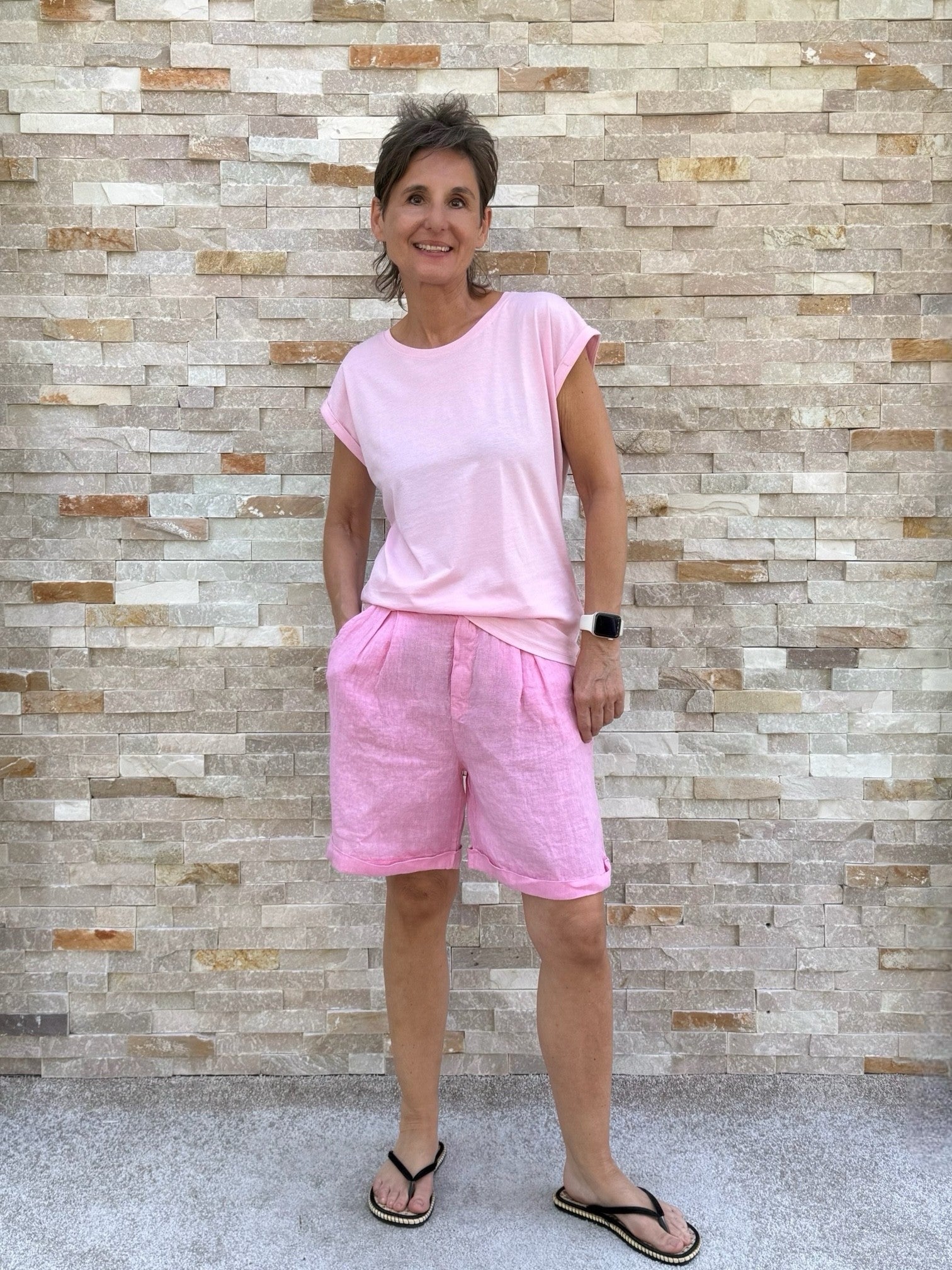 Leinen Bermudas OSCAR in Pink
