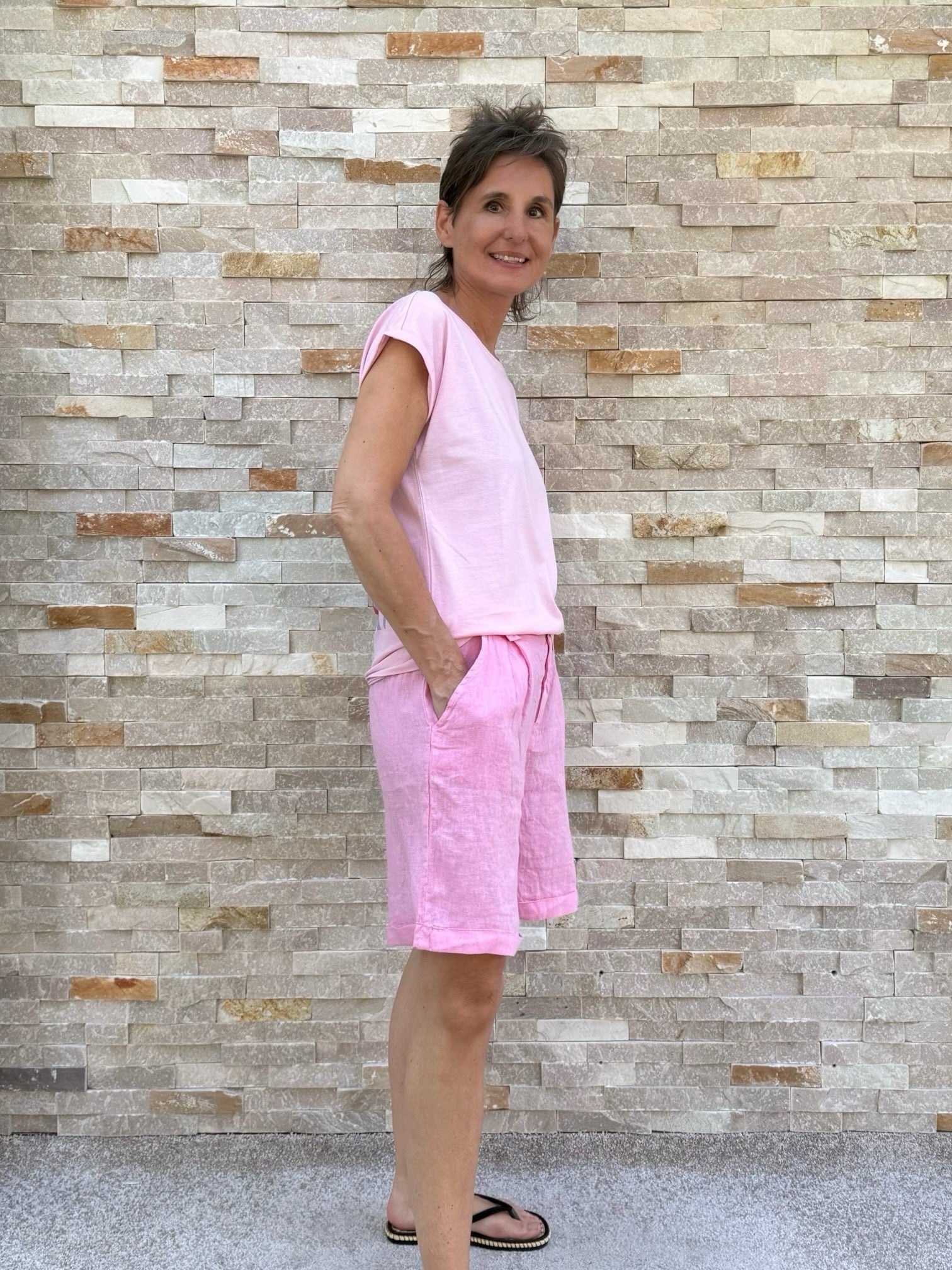 Leinen Bermudas OSCAR in Pink