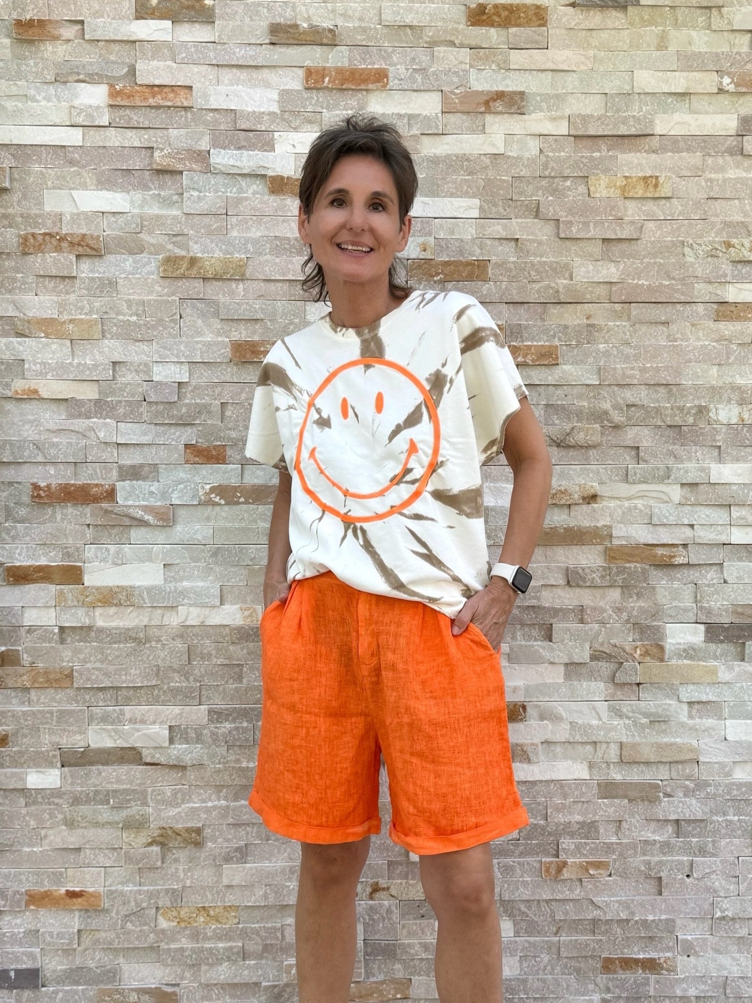 Linen Bermudas OSCAR in orange