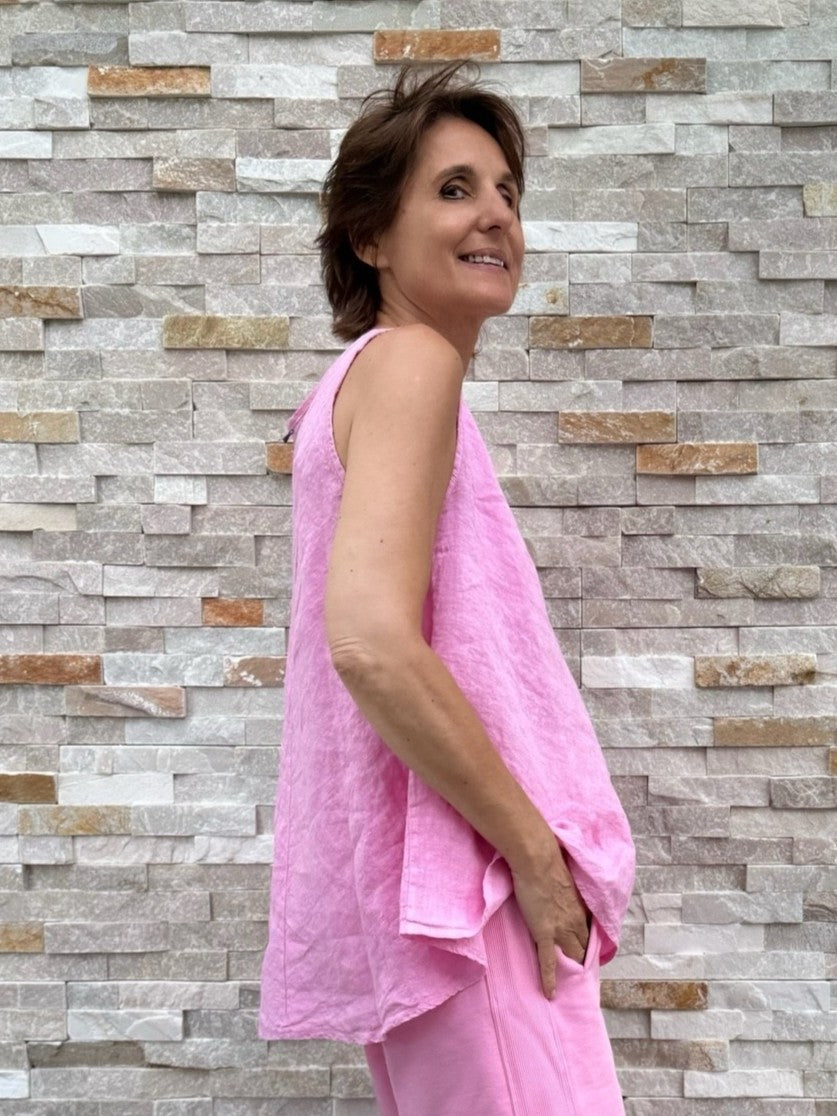 Leinen-Top MARIO A-Form in Pink