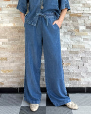 Wide Leg Hose SILKA in Jeans Optik Sunlight Blue