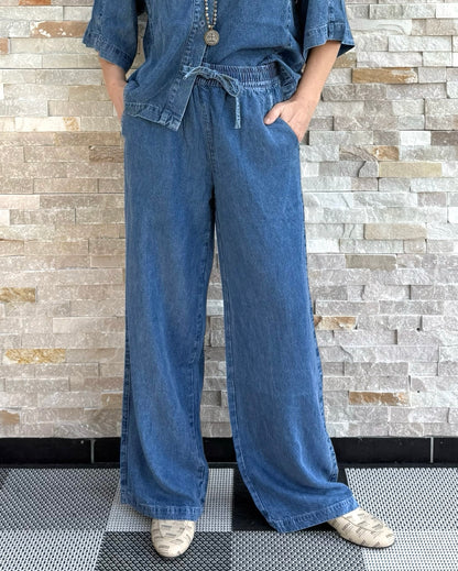Wide Leg Hose SILKA in Jeans Optik Sunlight Blue
