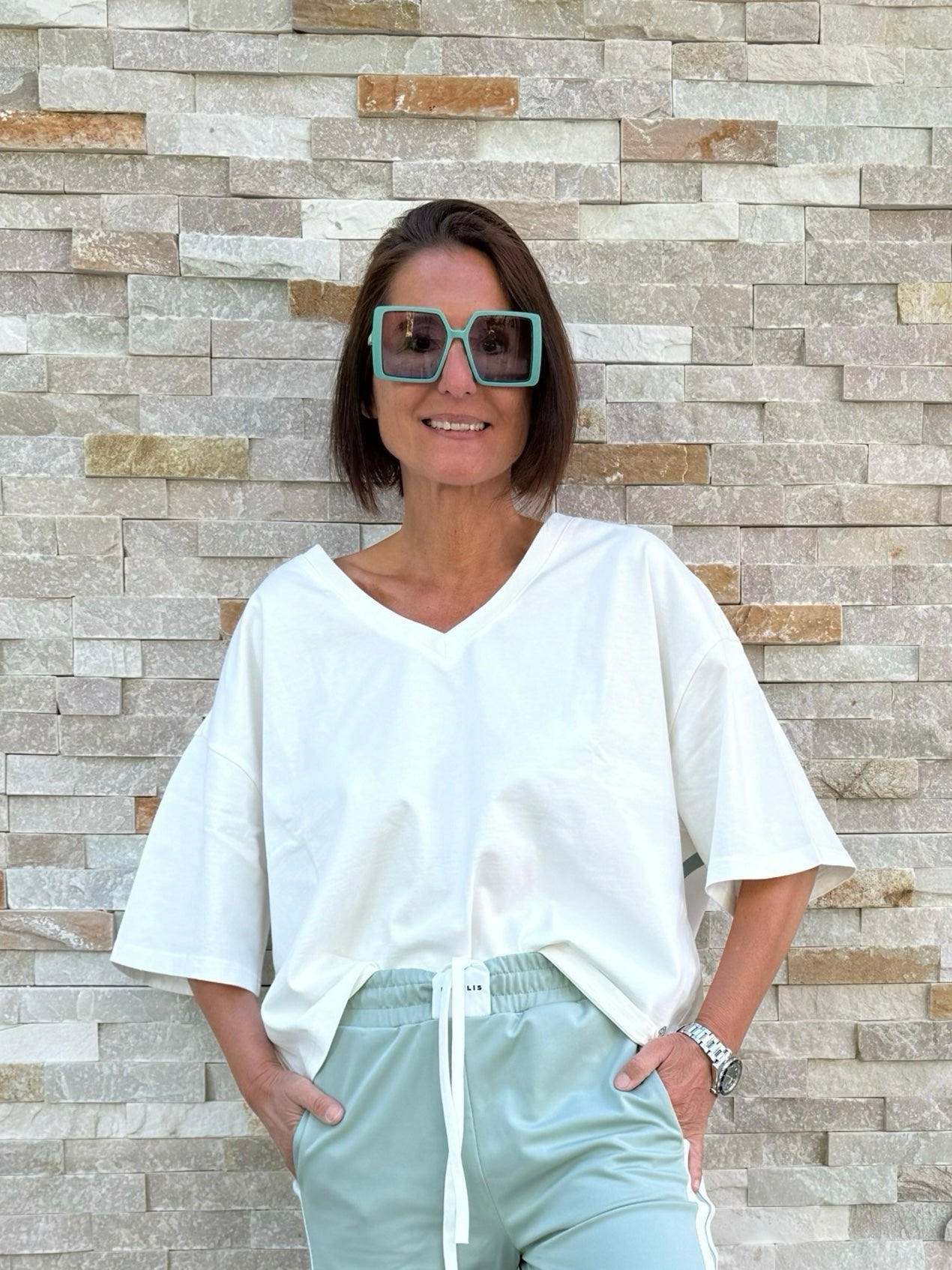 Oversized T-Shirt PATRICIA in Offwhite mit Aloe Rücken Logo