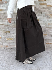 Langer Baumwolle Rock mit offenem Saum Chocolate