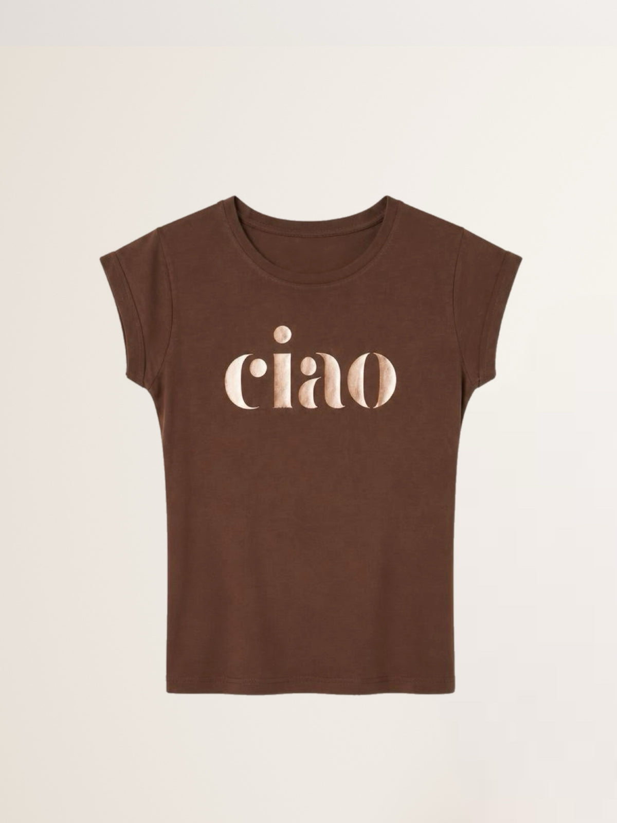 T-Shirt CIAO Bronze Print in Brown