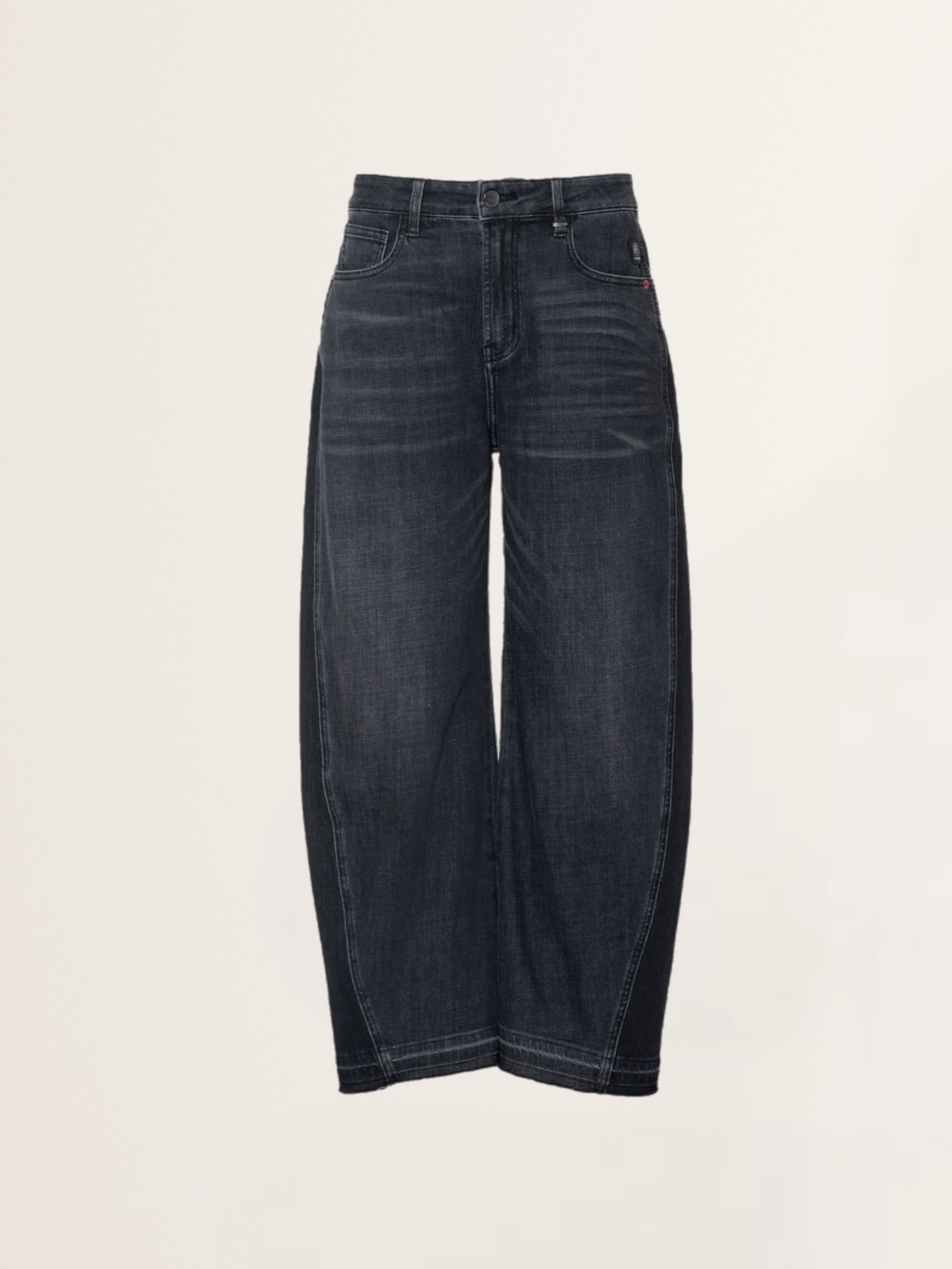 Barrel Jeans NORALIE Contrast with Raw Hem Grey-Black