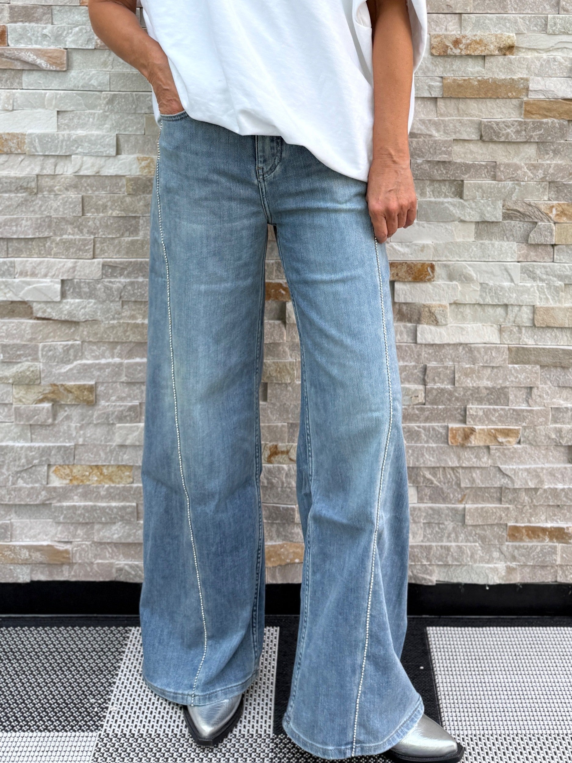 Wide Leg Jeans ALINA GLAM in Twinkle Blue