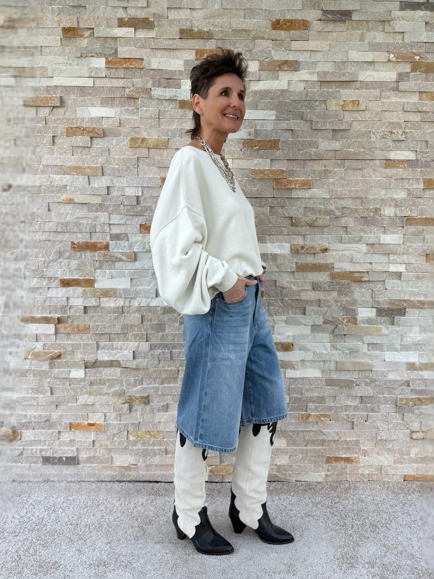 Jeans Bermuda Shorts JUDY in Steel Blue