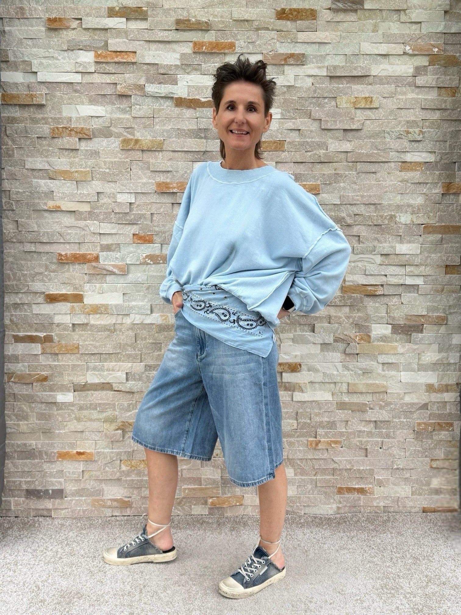 Jeans Bermudas JUDY in Steel Blue