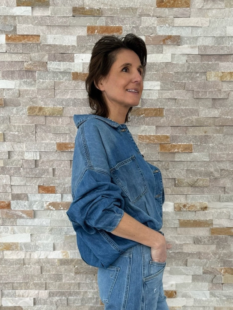 Kurzjacke ER HEROSA in Jeansoptik palermo blue