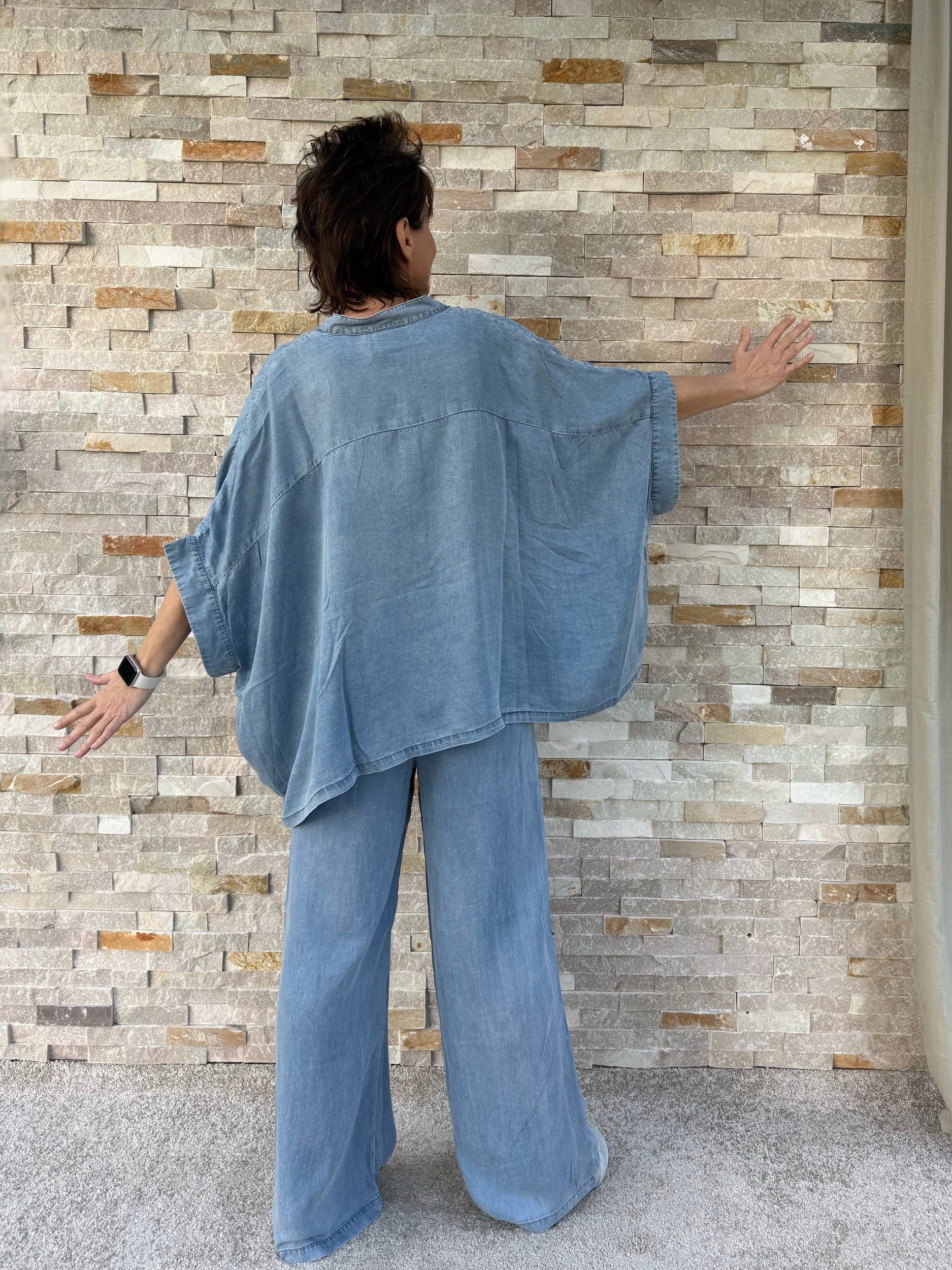 Wide Leg Jeans HEDY in Greek Blue
