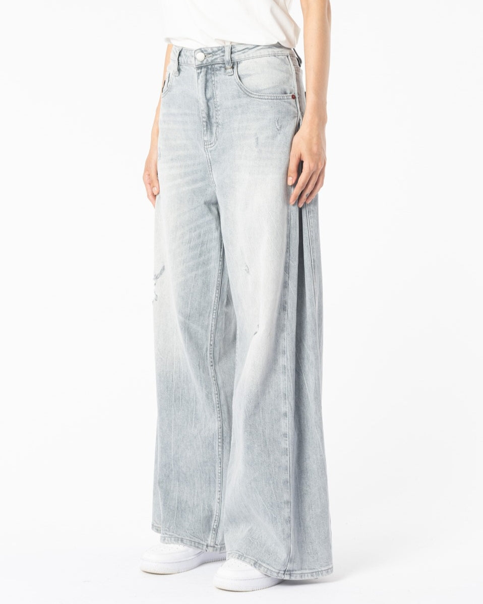 Jeans EIREEN mit Seitenfalte und extra weitem Bein snow grey