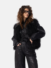 Curly-Lammfellimitat Weste ELLERY in Black