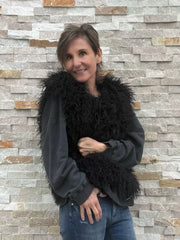 Curly-Lammfellimitat Weste ELLERY in Black