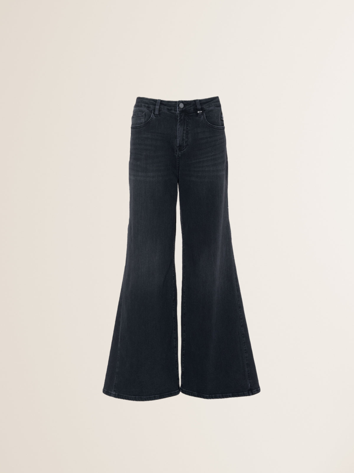 Black Denim Flared Jeans HOLLI in Dirty Black