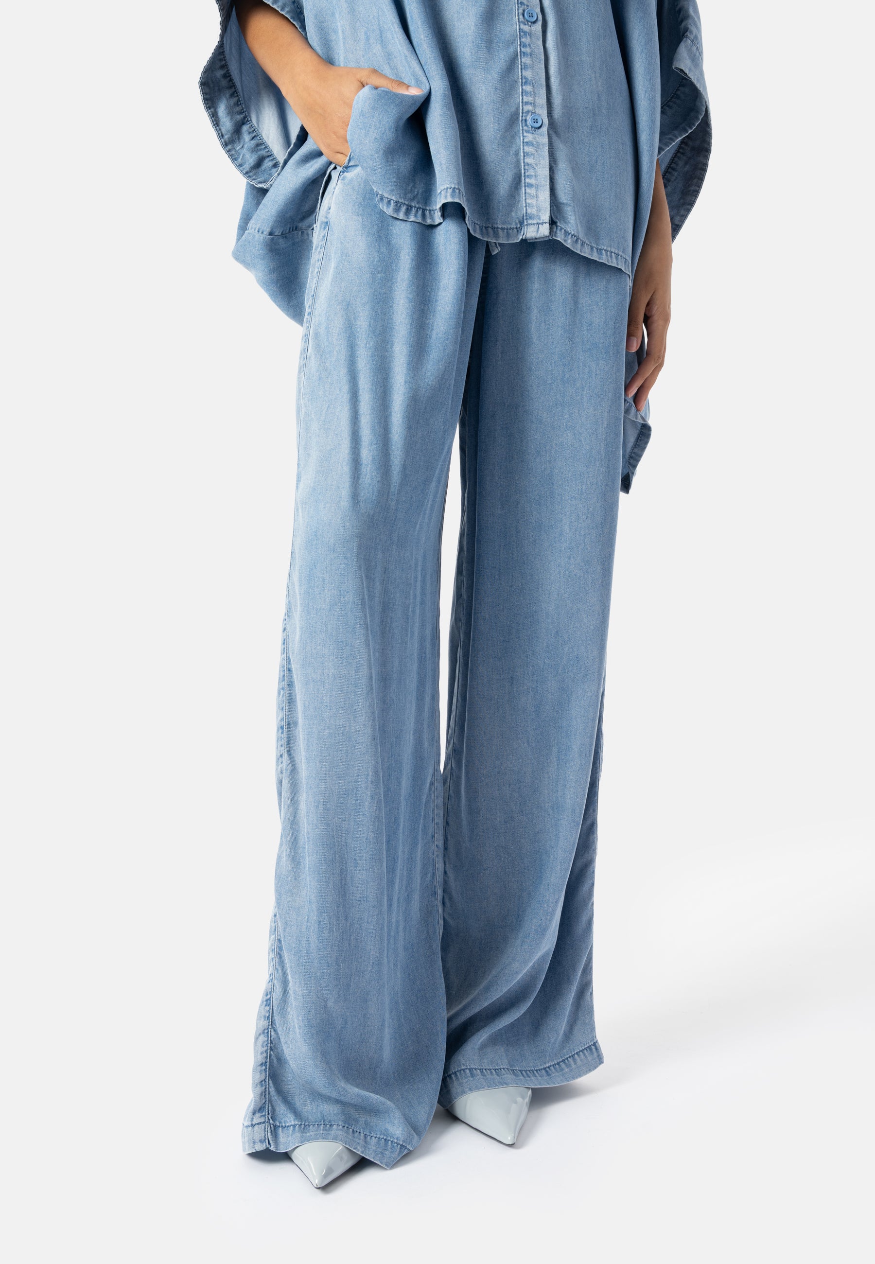 Wide Leg Jeans HEDY in Greek Blue
