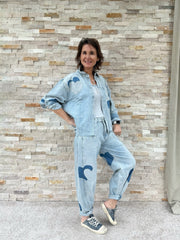 Jeans Hemd BEBA mit Herzen in Springlike Blue / Hellblau