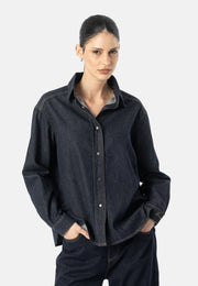Raw Denim Jeansbluse AURELA in Deep Ocean Blue