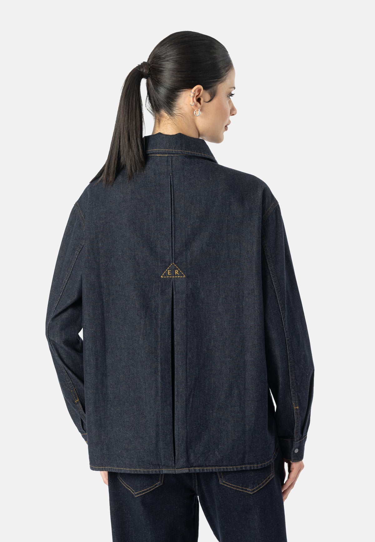 Raw Denim Jeansbluse AURELA in Deep Ocean Blue