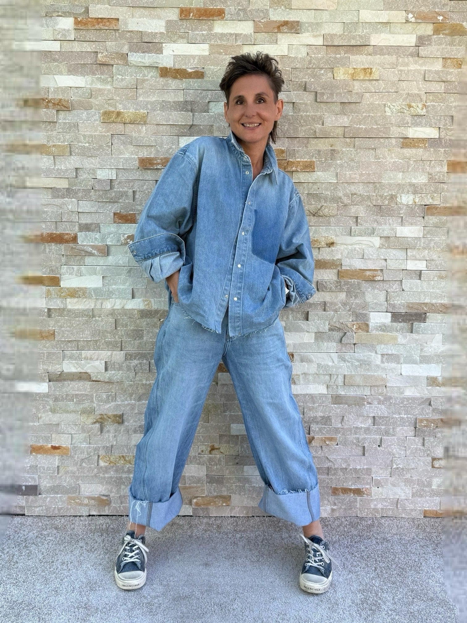 Oversized Jeans Hemd BRIAR in fresh blue