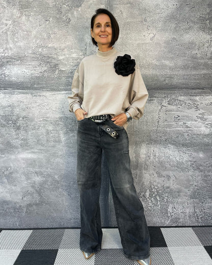 Jeans KALEA mit extra weitem Bein silent great grey